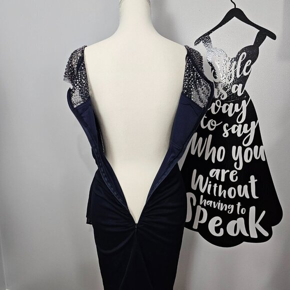 Cache Embellished Yoke Ruched Mesh Sheath Dress - Picture 9 of 16